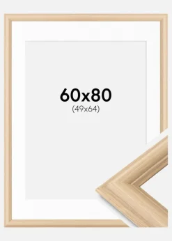 Ramme Västkusten Eg 60x80 cm - Passepartout Hvid 50x65 cm