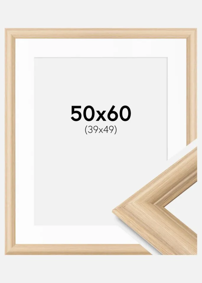Ramme Västkusten Eg 50x60 cm - Passepartout Hvid 40x50 cm