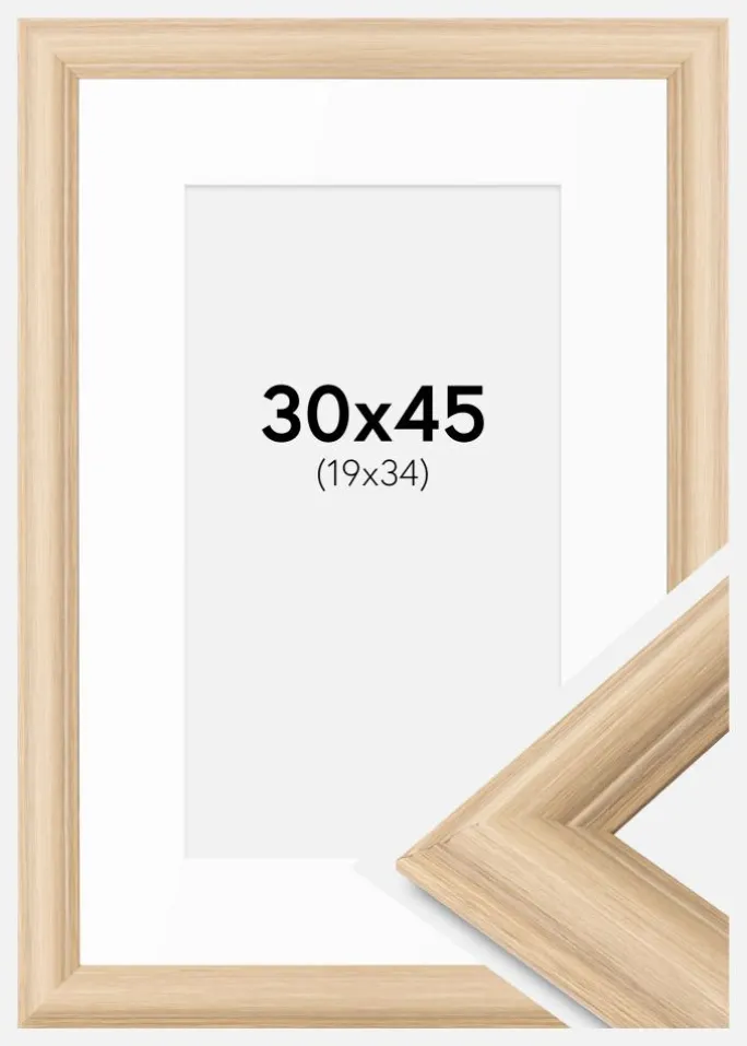 Ramme Västkusten Eg 30x45 cm - Passepartout Hvid 20x35 cm