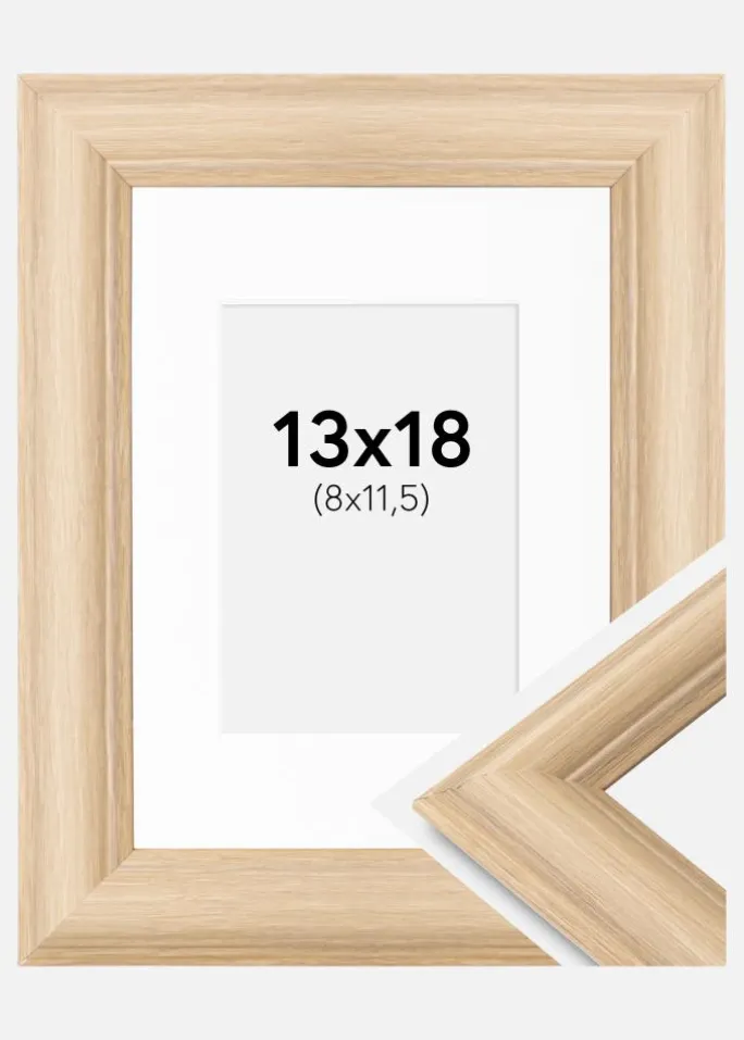 Ramme Västkusten Eg 13x18 cm - Passepartout Hvid 9x12 cm