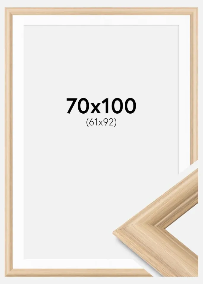 Ramme Västkusten Eg 70x100 cm - Passepartout Hvid 62x93 cm