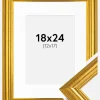 Ramme Västkusten Guld 18x24 cm - Passepartout Hvid 13x18 cm