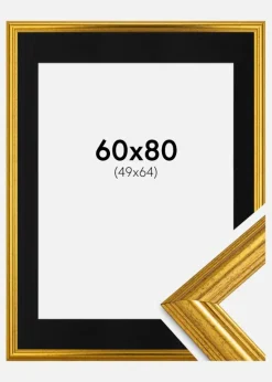 Ramme Västkusten Guld 60x80 cm - Passepartout Sort 50x65 cm