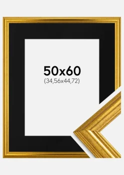 Ramme Västkusten Guld 50x60 cm - Passepartout Sort 14x18 inches