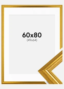 Ramme Västkusten Guld 60x80 cm - Passepartout Hvid 50x65 cm