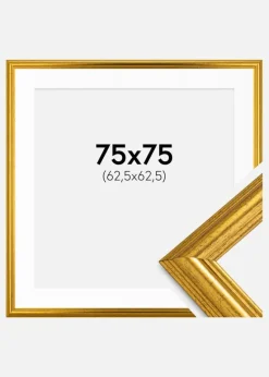 Ramme Västkusten Guld 75x75 cm - Passepartout Hvid 25x25 inches