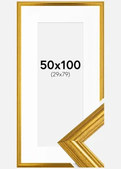 Ramme Västkusten Guld 50x100 cm - Passepartout Hvid 30x80 cm