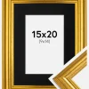 Ramme Västkusten Guld 15x20 cm - Passepartout Sort 10x15 cm