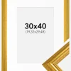 Ramme Västkusten Guld 30x40 cm - Passepartout Hvid 8x12 inches