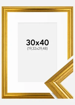 Ramme Västkusten Guld 30x40 cm - Passepartout Hvid 8x12 inches