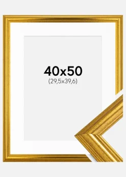 Ramme Västkusten Guld 40x50 cm - Passepartout Hvid 12x16 inches