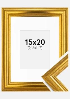 Ramme Västkusten Guld 15x20 cm - Passepartout Hvid 4x5 inches