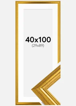 Ramme Västkusten Guld 40x100 cm - Passepartout Hvid 30x90 cm
