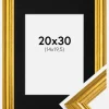 Ramme Västkusten Guld 20x30 cm - Passepartout Sort 15x21 cm (A5)
