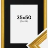 Ramme Västkusten Guld 35x50 cm - Passepartout Sort 25x35 cm