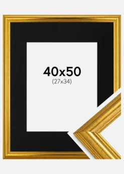 Ramme Västkusten Guld 40x50 cm - Passepartout Sort 28x35 cm