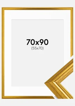 Ramme Västkusten Guld 70x90 cm - Passepartout Hvid 56x71 cm