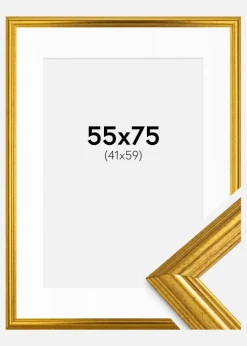 Ramme Västkusten Guld 55x75 cm - Passepartout Hvid 42x60 cm