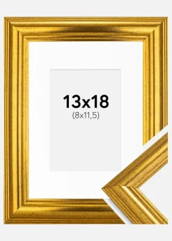 Ramme Västkusten Guld 13x18 cm - Passepartout Hvid 9x12 cm