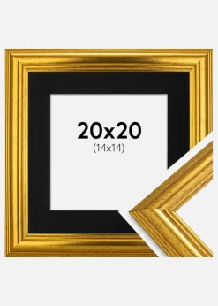 Ramme Västkusten Guld 20x20 cm - Passepartout Sort 15x15 cm