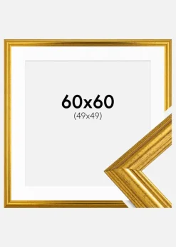 Ramme Västkusten Guld 60x60 cm - Passepartout Hvid 50x50 cm