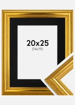 Ramme Västkusten Guld 20x25 cm - Passepartout Sort 15x20 cm