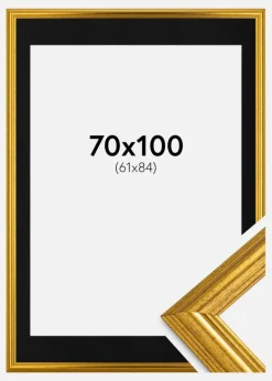 Ramme Västkusten Guld 70x100 cm - Passepartout Sort 62x85 cm