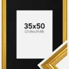 Ramme Västkusten Guld 35x50 cm - Passepartout Sort 9x12 inches