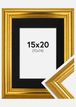 Ramme Västkusten Guld 15x20 cm - Passepartout Sort 11x15 cm
