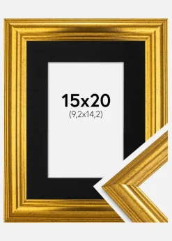 Ramme Västkusten Guld 15x20 cm - Passepartout Sort 4x6 inches