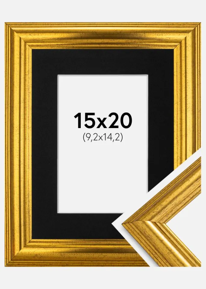 Ramme Västkusten Guld 15x20 cm - Passepartout Sort 4x6 inches