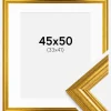 Ramme Västkusten Guld 45x50 cm - Passepartout Hvid 34x42 cm