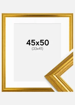 Ramme Västkusten Guld 45x50 cm - Passepartout Hvid 34x42 cm