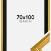 Ramme Västkusten Guld 70x100 cm - Passepartout Sort 59,4x84 cm (A1)