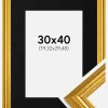 Ramme Västkusten Guld 30x40 cm - Passepartout Sort 8x12 inches
