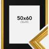 Ramme Västkusten Guld 50x60 cm - Passepartout Sort 37x46 cm