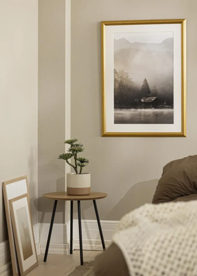 Ramme Västkusten Guld 70x100 cm - Passepartout Hvid 59,4x84 cm (A1)