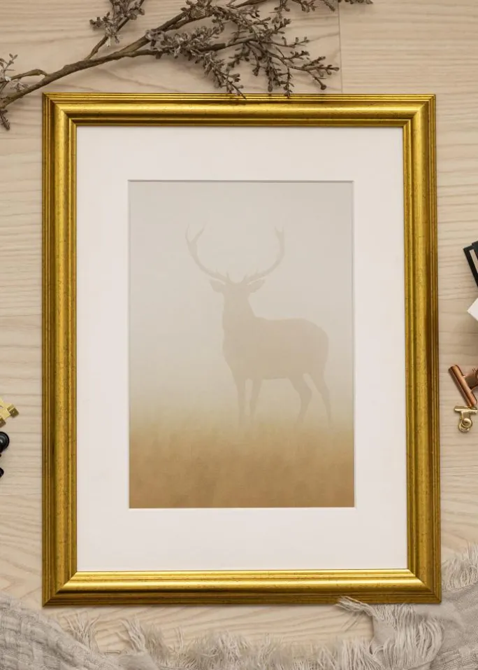 Ramme Västkusten Guld 70x100 cm - Passepartout Hvid 59,4x84 cm (A1)