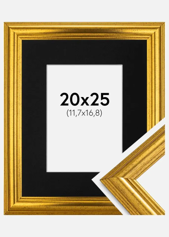 Ramme Västkusten Guld 20x25 cm - Passepartout Sort 5x7 inches