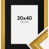Ramme Västkusten Guld 30x40 cm - Passepartout Sort 21x30 cm