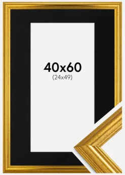 Ramme Västkusten Guld 40x60 cm - Passepartout Sort 25x50 cm