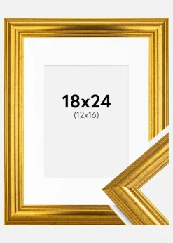 Ramme Västkusten Guld 18x24 cm - Passepartout Hvid 13x17 cm