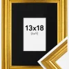 Ramme Västkusten Guld 13x18 cm - Passepartout Sort 7x10 cm