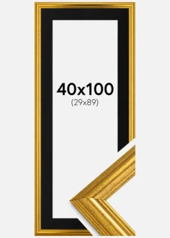 Ramme Västkusten Guld 40x100 cm - Passepartout Sort 30x90 cm