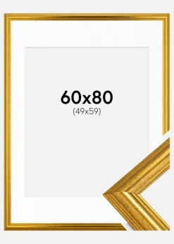 Ramme Västkusten Guld 60x80 cm - Passepartout Hvid 50x60 cm