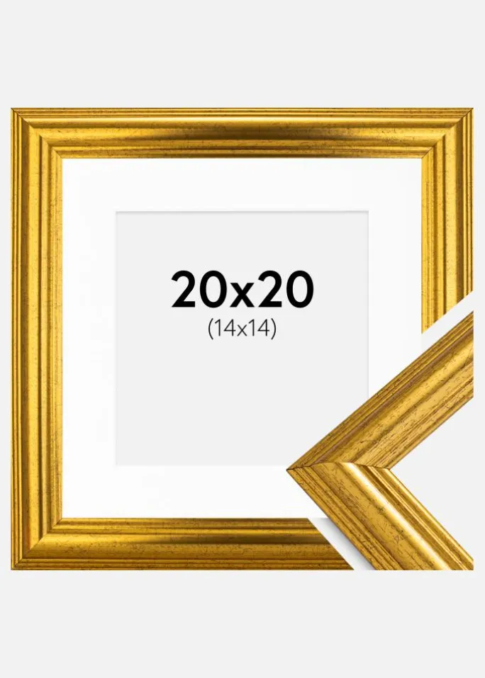 Ramme Västkusten Guld 20x20 cm - Passepartout Hvid 15x15 cm