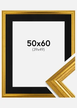 Ramme Västkusten Guld 50x60 cm - Passepartout Sort 40x50 cm