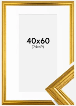 Ramme Västkusten Guld 40x60 cm - Passepartout Hvid 25x50 cm