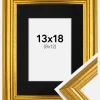 Ramme Västkusten Guld 13x18 cm - Passepartout Sort 9x13 cm