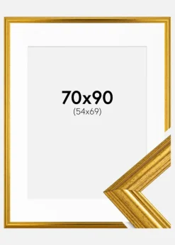 Ramme Västkusten Guld 70x90 cm - Passepartout Hvid 55x70 cm